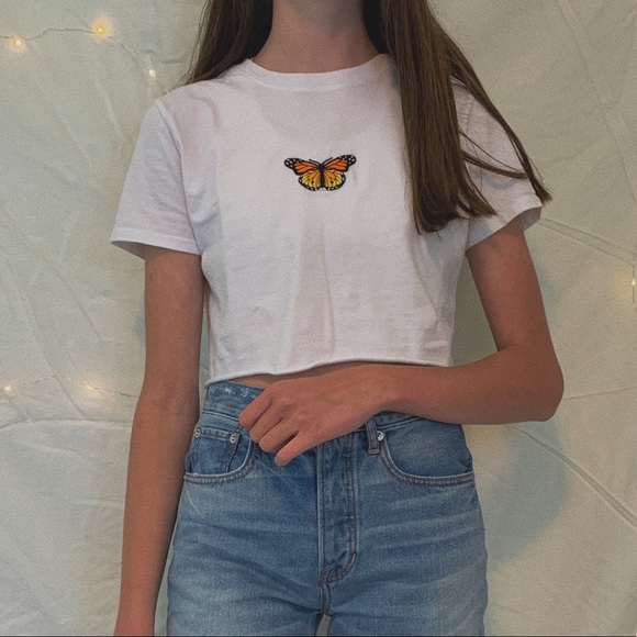 Brandy Melville Tops - brandy melville/john galt butterfly cropped tee